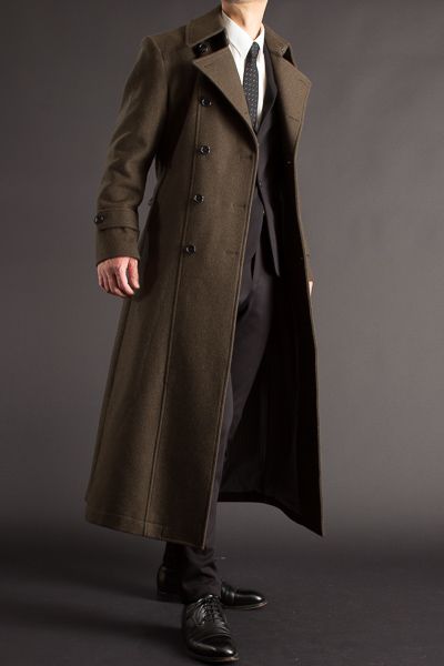 美品✨上野屋 uenoya ウール トレンチコート ベルテッド 日本製 カーキ カーキ色のロングコート｜着丈125㎝｜ロングトレンチコート｜東京上野