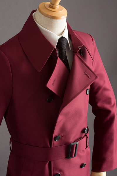 ワインカラーのロングコート 身幅細身 ナポレオンタイプ フレアコート ワイン 140 通販 販売 ロングコートのuenoya