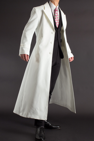 白いロングコート 男性用ロングコートホワイト 着丈135cm 通販 販売 ロングコートのuenoya