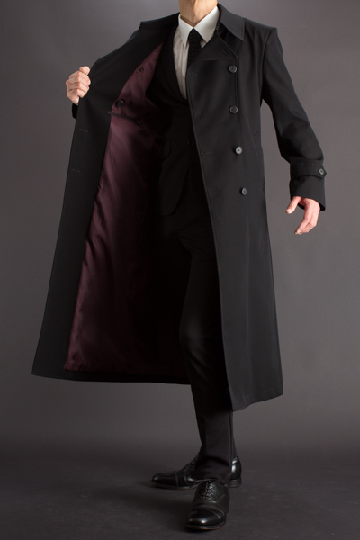 新品 UENOYA 上野屋 ロングコート ブラック メンズ 黒 トレンチコート 