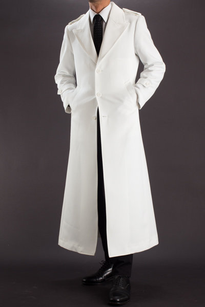 白いロングコート メンズ | 男性用ロングコートホワイト 着丈