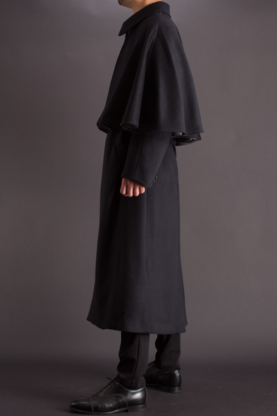 インバネスコート ２WAYモデル メルトンウール ブラック 125