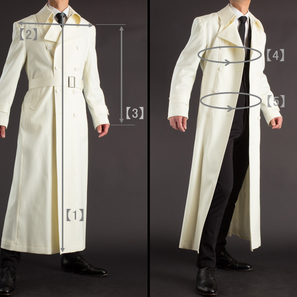 白いロングコートナポレオンタイプ 着丈135cm 通販 販売 ロングコートのuenoya